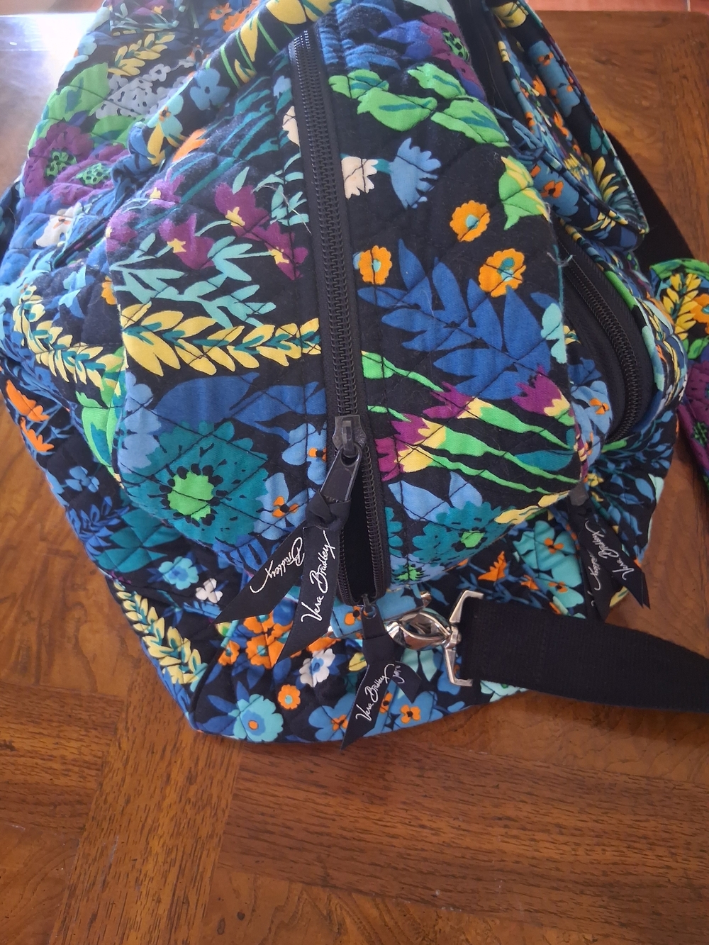 Vera Bradley Navy Multicolor Quilted Floral Travel Tote - Picture 2 of 8